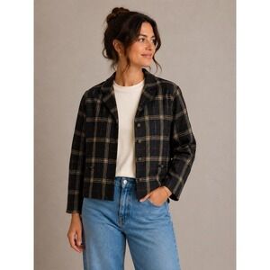 Vintage Ralph Lauren sz 12 Plaid 100% Lambs Wool Light Weight Jacket Elbow Patch